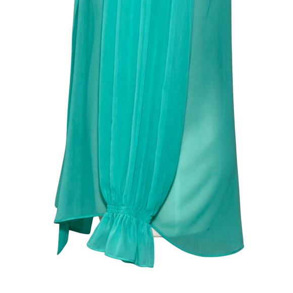 Diane von Furstenberg SZ S Teal Blue Green Long Sleeve Blouse - Picture 5 of 9